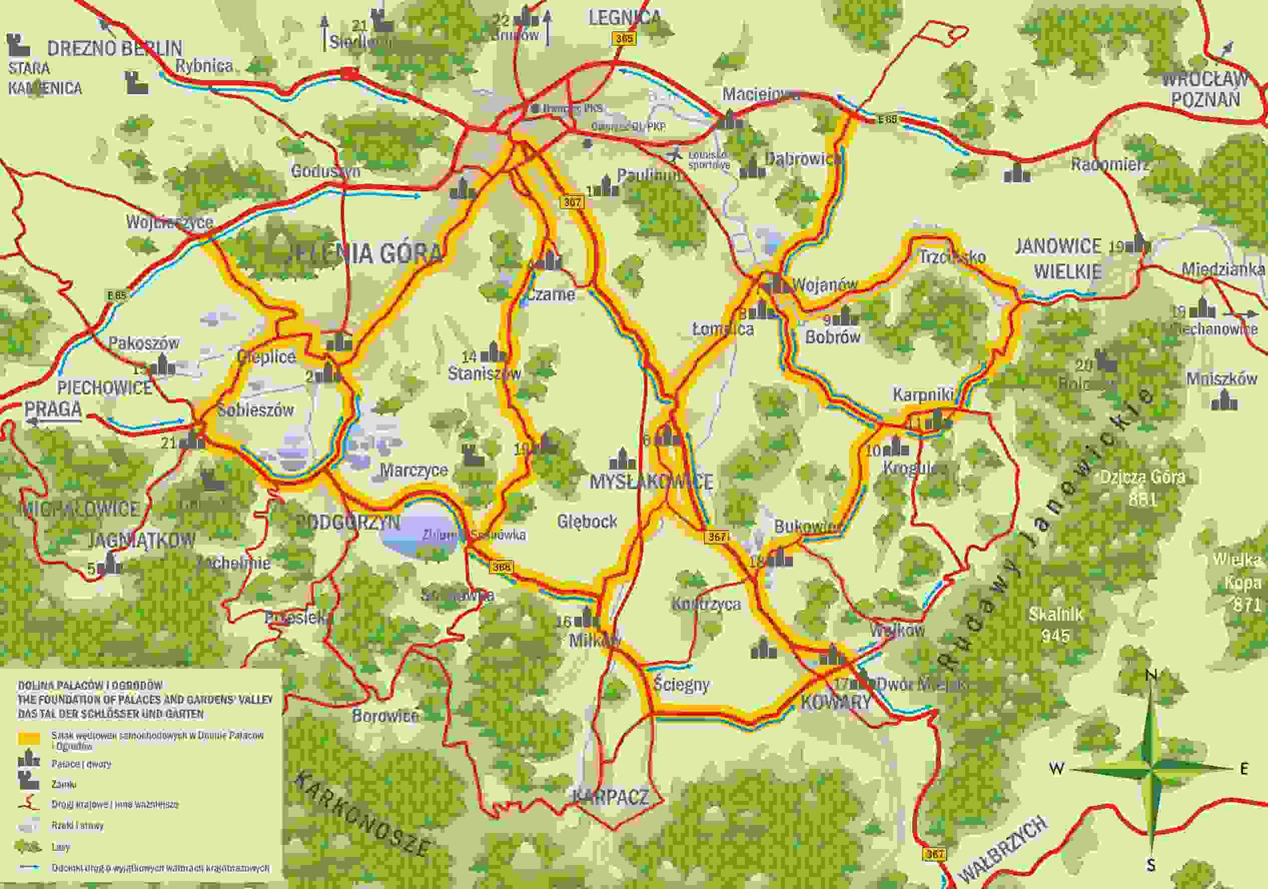 mapa Dolina Pałaców i Ogrodów 